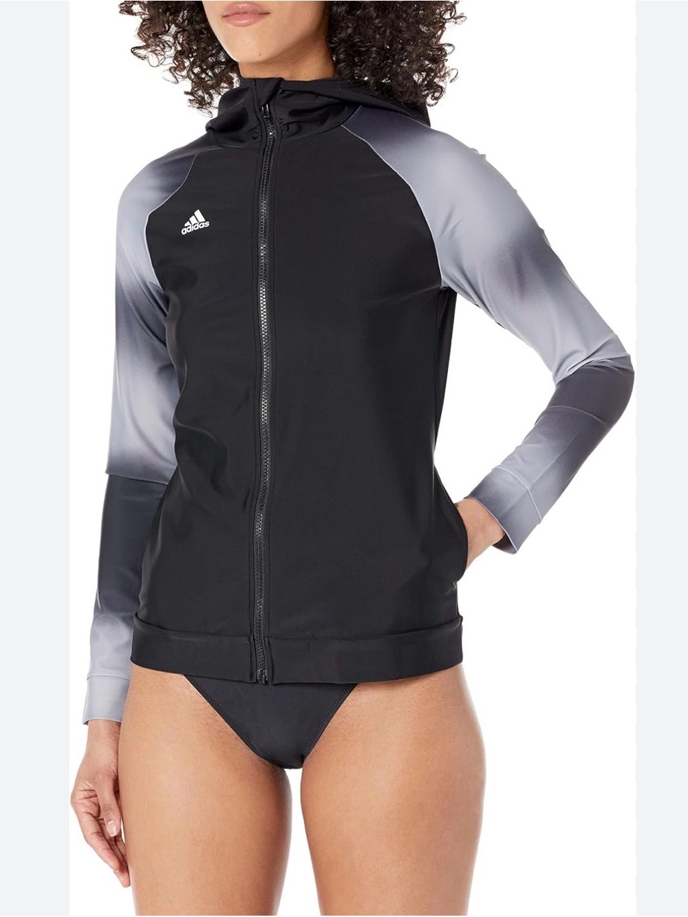 adidas Black Jacket with Gray Gradient Sleeves extra small